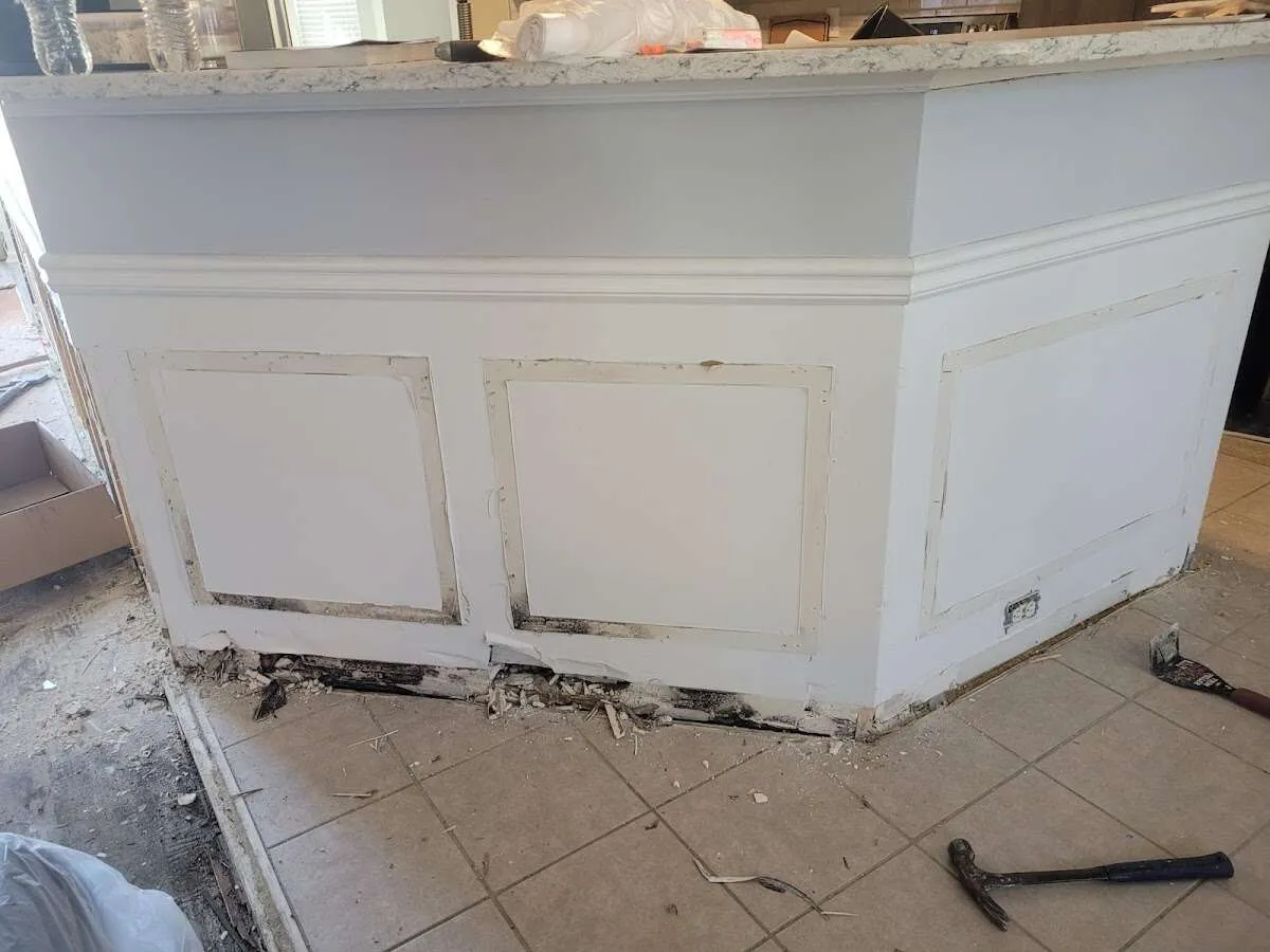 Water damage and mold on kitchen during Storm Damage Restoration in Midway